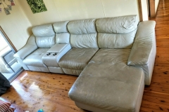 Leather lounge during cleaning